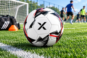 Ballon de football personnalisé X, blanc, noir, rouge, logo X, ballons de football de loisir |   OEM ODM |   Fabricant |   Design haut de gamme - Product Image 6