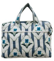 Housse pour ordinateur portable matelassée légère et portable en coton 100% imprimé à la main, motif floral rayé vintage indien, avec fermeture éclair, pour le bureau