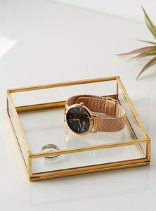 Elegant Vintage Style Metal And Glass Jewelry Box With <b>Hinged</b> Lid Decorative Storage Case For Women Accessories Organizer - Product Image 5