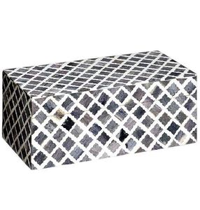 Boîte décorative en nacre, conteneur de rangement artisanal pour bijoux, accessoires, souvenirs, cadeaux et objets précieux - Product Image 1