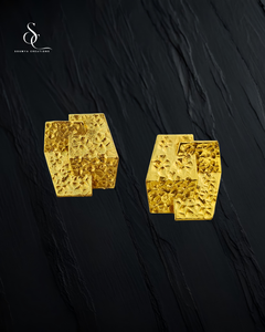 Pendientes Colgantes Geométricos Martillados Chapados en Oro, de Latón Texturizado, de Diseño Llamativo, Regalo para Fiesta de Mujer - Product Image 4