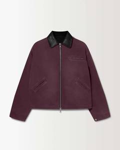 Nouvelle Arrivée : Blousons de Travail en Twill à Manches Longues pour Hommes, Lavés, en Coton Lourd avec Col en Cuir Noir, Fermeture Éclair Intégrale sur le Devant - Product Image 6