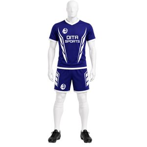 Ensemble de rugby bleu marine et blanc pour homme – Maillot et short légers, uniforme d'équipe, vêtements de sport athlétiques respirants pour l'entraînement et les matchs - Product Image 1