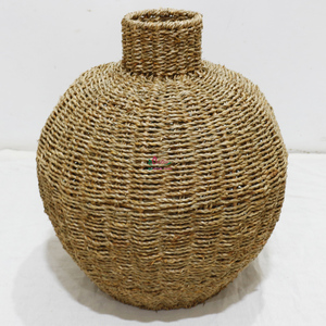 Jarrón de Piso Estilo Bohemio Artex Dong Thap con Vidrio y Metal, Fibra Vegetal, Ratán, Artesanía, Decoración para el Hogar, Florero - Product Image 6