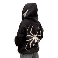 Sweat-shirt à capuche zippé personnalisé avec logo imprimé araignée, 100 % coton, hiver, homme/femme, streetwear décontracté, coupe oversize, motifs graphiques