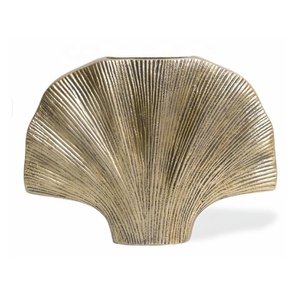 <b>Gold</b> Toned Shell Shaped Flower <b>Vase</b> for Table Accent Living Room Hallway Metal Flower <b>Vase</b> Decorative Flower <b>Vase</b> for Home Use - Product Image 1