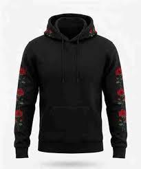 Sweat à capuche brodé de roses de qualité supérieure pour homme - Édition streetwear urbaine florale - Product Image 2
