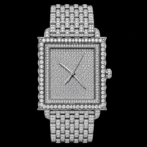 Elegante Reloj de Mujer con Esfera Cuadrada con Incrustaciones de Diamantes, Cristal de Zafiro y Correa de Acero Inoxidable - Product Image 1