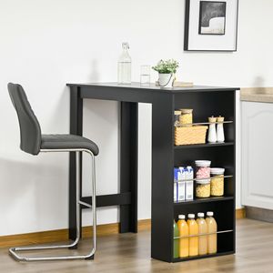 Tavolo da Bar Moderno Nero, Altezza Bancone, con 3 Ripiani Portaoggetti per Cucina, Sala da Pranzo, Soggiorno, Casa, Appartamento - Product Image 2
