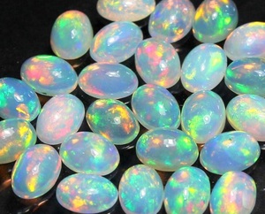 Opale de feu naturelle cabochon, pierres précieuses en vrac pour la fabrication de bijoux, ovales polies, tailles 3x5-7x9 - Product Image 6