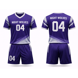 Uniforme de Fútbol Personalizado por Sublimación, Camiseta y Pantalones Cortos de Fútbol, 100% Algodón, Transpirable, de Secado Rápido, Conjunto de Equipo Unisex, Servicio OEM Digital - Product Image 4