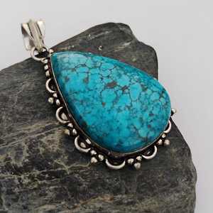 Colgante de Turquesa Natural con Corte de Lágrima, Certificado IGI, Plata de Ley 925, Joyería Hecha a Mano, Regalo Elegante para Mujer, Cumpleaños - Product Image 5