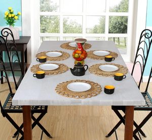 Handcrafted Round Straw Placemat Solid Color Bohemian Style <b>Table</b> <b>Mat</b> for Dining Room Home Decor - Product Image 4
