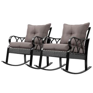 Set di 2 Sedie a Dondolo in Rattan Grigio per Esterni con Telaio in Alluminio e Cuscini per Giardino, Patio o Veranda - Product Image 1
