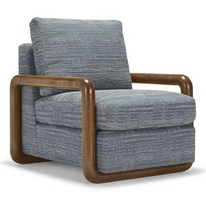 Fauteuil lounge contemporain de luxe avec structure en teck massif et coussins rembourrés en tissu moelleux - Product Image 1