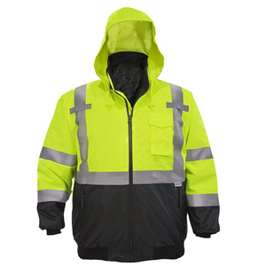 Veste de sécurité réfléchissante haute visibilité, imperméable, vêtements de travail d'hiver, veste bomber à capuche haute visibilité pour les hommes du bâtiment - Product Image 2
