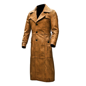<b>Men</b> Modern Style <b>Long</b> Leather <b>Coat</b> Premium Quality Waterproof & Eco-Friendly Customized Color & Size for Winter Comfort - Product Image 2