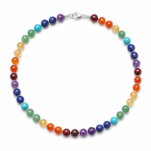 Collier tendance en grenat de 7 mm avec perles rondes polies rouge foncé, fermoir argenté et chaîne d'extension pour les soirées - Product Image 4