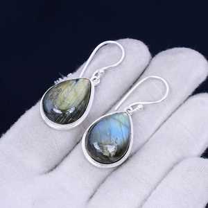 Pendientes de Labradorita con Piedras Naturales, Hechos a Mano, Plata de Ley 925, Joyería Colgante para Mujer, Venta al Por Mayor - Product Image 2