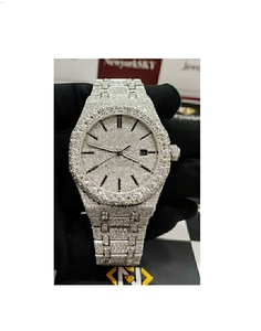 Reloj de lujo de 41 mm con diamantes de moissanita VVS, estilo hip hop, completamente blanco, movimiento automático, de acero inoxidable, para hombre, ideal para regalo. - Product Image 1