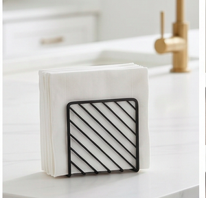 Porte-serviettes blanc moderne avec cadre en métal noir, design autoportant pour la cuisine, la décoration de table et l'hôtellerie - Product Image 2