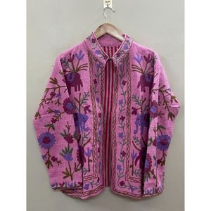 Chaqueta Corta Bohemia de Algodón Suzani con Bordado TNT, Diseño Floral, Resistente al Viento y Transpirable, Regalo para Ella/Mamá - Product Image 6