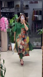 ชุดเดรสลำลองสไตล์ตะวันตกพิมพ์ลายดอกไม้น่ารักแฟชั่นใหม่ประจำฤดูร้อนปี 2026 ของ AARYA  แบบหลวมๆ ความยาวปานกลาง ซักได้ แขนสั้นสำหรับผู้หญิง - Product Image 6