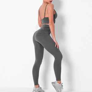 Conjunto de Yoga de Verano Personalizado de Alta Calidad para Mujer, Talla Grande, con Cinturón de Encaje Lavado, Ropa Deportiva para Gimnasio, Fitness y Running - Product Image 2