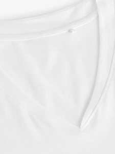 Women's Deep V-Neck T-Shirt 100% Airlume Combed and <b>Ring</b> Spun Cotton 30 Single 4.2 oz Athletic Heather Jersey Short Sleeve - Product Image 2
