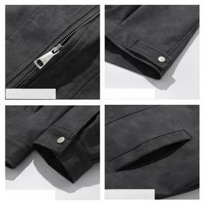 Chaqueta de Cuero PU con Tinte Degradado para Hombre, Manga Larga, Resistente al Viento, Estilo Otoñal, para Motocicleta - Product Image 3