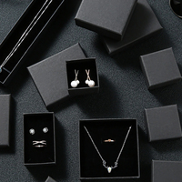 Boîtes cadeaux en carton noir pour bijoux, bagues, colliers, bracelets, boucles d'oreilles, avec éponge à l'intérieur, boîte de rangement anti-poussière