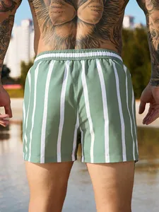 Short de bain rayé pour hommes avec cordon de serrage, short de plage pour hommes, short de natation pour hommes, short de plage pour hommes, style hawaïen - Product Image 2