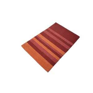 Tapis moderne en laine orange tufté à la main avec motif rayé, tapis de sol à poils ras pour salon, chambre et décoration d'hôtel - Product Image 5