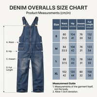 Overol de trabajo de mezclilla con cremallera frontal y estampado serigrafiado, de algodón grueso transpirable para hombre, personalizado OEM, tipo peto de carga