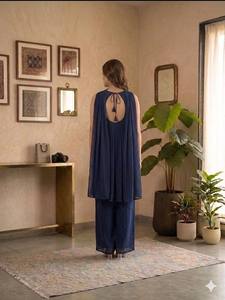 Vestido de Fiesta Rangoli para Mujer con Bordado y Lentejuelas, Sin Arrugas y de Secado Rápido, para Todas las Temporadas, Ideal para Bodas y Diwali - TENNECY - Product Image 2