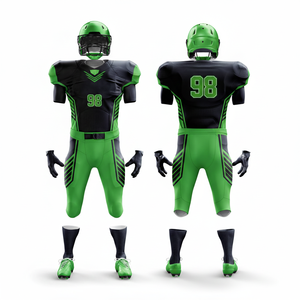 ชุดอเมริกันฟุตบอลชาย โพลีเอสเตอร์ 100% พิมพ์ลายแบบซับลิเมชั่น แห้งเร็ว ระบายอากาศได้ดี สกรีนชื่อทีม โลโก้ ตำแหน่ง ได้ตามสั่ง กางเกงขาสั้น - Product Image 1