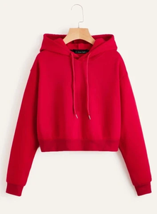 Custom Women's Cotton Polyester Blend Breathable <b>Crop</b> Top Hoodie Silk Screen Printed Autumn Winter <b>Sweatshirt</b> Sweatsuit - Product Image 2