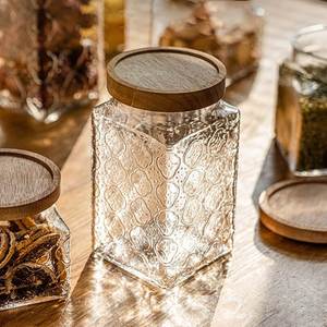 Clear <b>Glass</b> Modern Luxury <b>Storage</b> Jars Wooden Lids Dishwasher Safe for Coffee Beans Tea Leaves Sugar Spices Herbs Flour Baking - Product Image 6