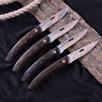 Couteau de cuisine utilitaire UM STEEL en acier Damas forgé à la main, lame de 3 pouces, manche en bois naturel, orientation réglable, finition hautement polie