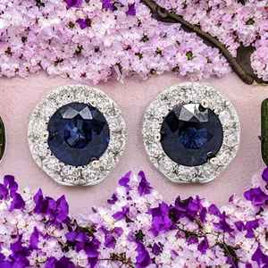 Boucles d'oreilles clous en saphir, argent sterling 925, plaqué or rhodié, certifiées IGI, bijoux ethniques bleu Ceylan, cadeau pour femme, vente en gros pour fêtes - Product Image 3