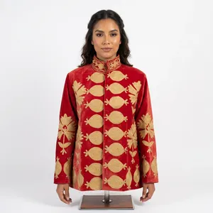 Sujani Reversible Velvet Cotton Eco-Friendly Floral <b>Pattern</b> Winter <b>Jacket</b> Custom Logo <b>Quilted</b> Varsity/Bohemian Style Regular - Product Image 3