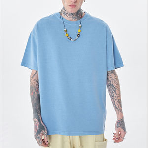 Servicio OEM al por mayor: Camiseta lisa de algodón 100% de corte holgado, lavado ácido, manga corta, transpirable, personalizable para hombre - Product Image 1