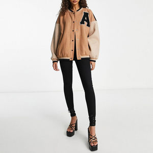 Custom Women's Varsity Jacket Premium Wool Blend Jacket Genuine Leather Sleeves Private Label OEM ODM Fashion Outerwear - Product Image 1