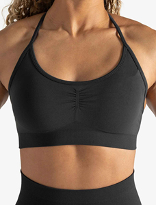 Womens V Neck Twist Front Design Yoga Crop Tops Cross Cross <b>Back</b> Gym Workout Bra Women's Yoga Sports Bras for Women Fitness - Product Image 4