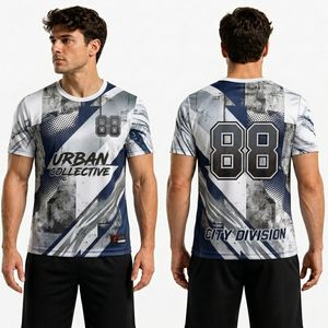 T-shirt de sport professionnel en polyester à motif sublimé, respirant, séchage rapide, vêtement de performance athlétique - Product Image 4