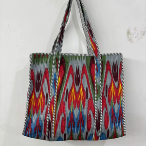 กระเป๋าผ้าฝ้ายลายสัตว์สำหรับฤดูร้อนสำหรับผู้หญิง ชุดกระเป๋าถือพร้อมซิปปิด ลายพิมพ์บล็อก กระเป๋าช้อปปิ้งใบใหญ่ ใส่แล็ปท็อปและเครื่องสำอาง - Product Image 1