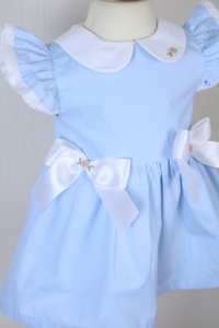 Vestido Azul Claro para Bebé Niña con Cuello Peter Pan y Lazos Laterales, Vestido Clásico de Boutique para Bebés y Niñas Pequeñas - Product Image 2