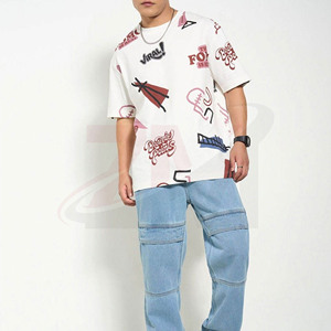 Nouveau T-shirt blanc surdimensionné personnalisé pour homme, tendance et en promotion, imprimé style streetwear, coupe décontractée ample, manches courtes, en coton, avec motif graphique - Product Image 5