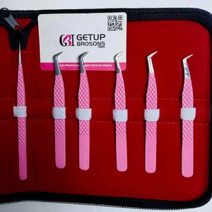 แหนบต่อขนตา GETUP BROSONS IMPEX คุณภาพสูง ผลิตจากสแตนเลสสตีล ปลายเรียบ ขนาด 10 มม. เคลือบสีชมพู ดีไซน์เพรียวบาง สำหรับต่อขนตาแบบแยกเส้น/เพิ่มวอลลุ่ม - Product Image 2
