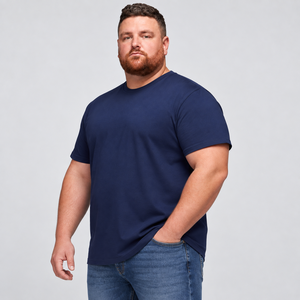 Men's <b>Navy</b> <b>Blue</b> Short Sleeve O-Neck T-<b>Shirt</b> Regular Fit Solid Color Cotton Jersey Casual Wear - Product Image 2